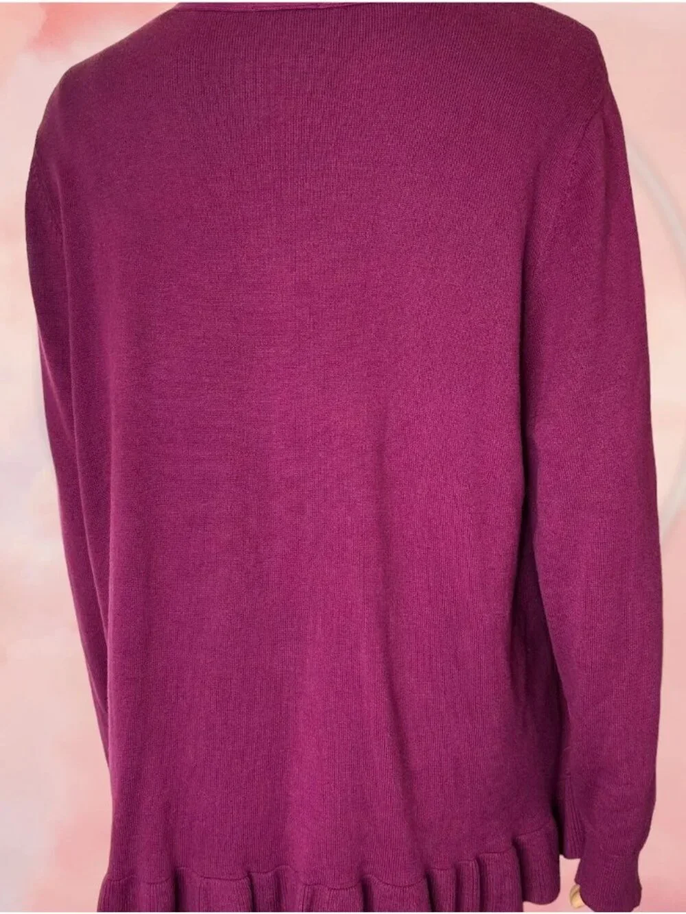 Joan Rivers Matching Set Cardigan Sweater-Tank Top Knit Size L Stretch Burgundy